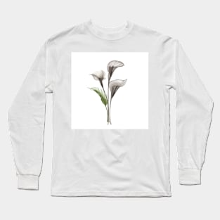 Xray Calla flowers. Tropical translucent watercolor flowers and leaves print Long Sleeve T-Shirt